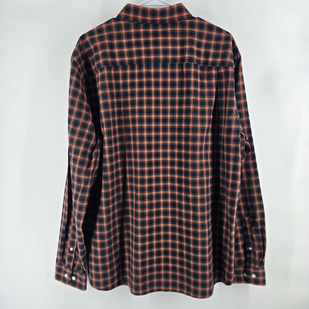 L.L. Bean Button Down Shirt Mens XL Orange Navy Plaid Slightly Fitted - Picture 6 of 16